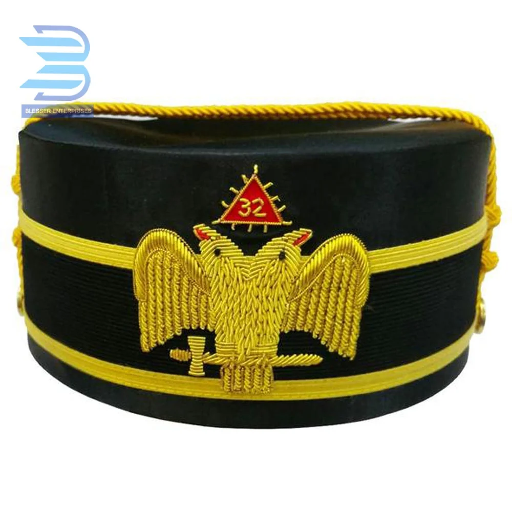 Masonic Knights Templar Black hat with Double Gold Braid Crown hat