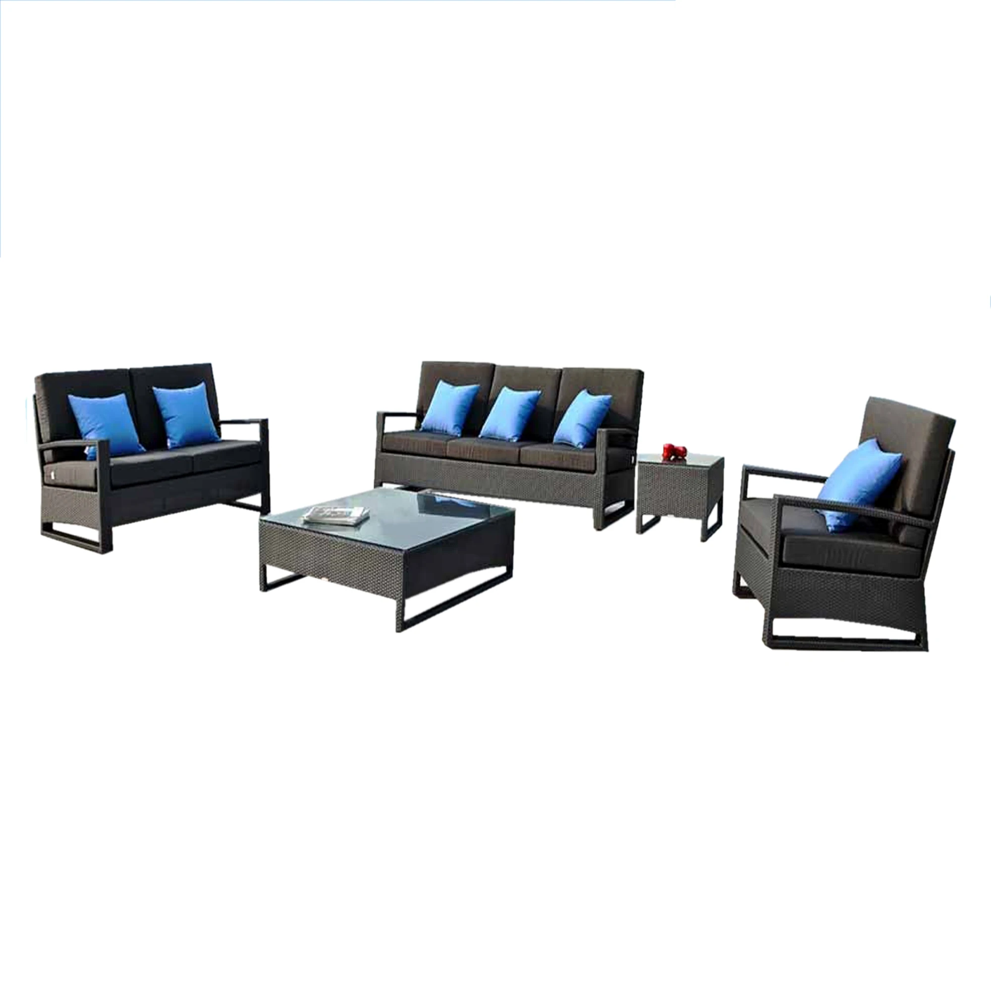 pure white rattan patio sofa set modern luxury garden aluminium L shape sofa set with cushions rattan wicker