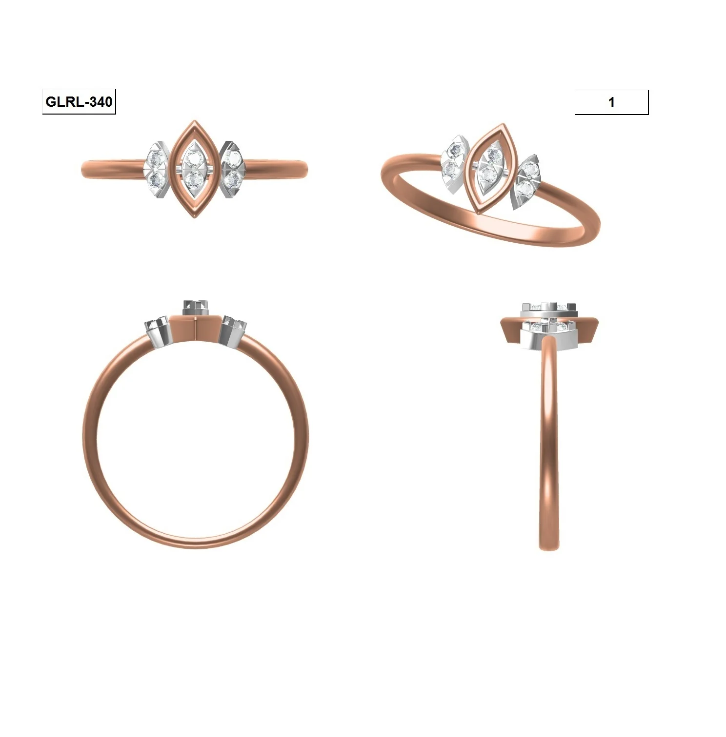 
Amazon Hot Sale Wholesale Double Color Pure Gold Rings Jewelry Big Finger Rings For Women In Real Diamond 