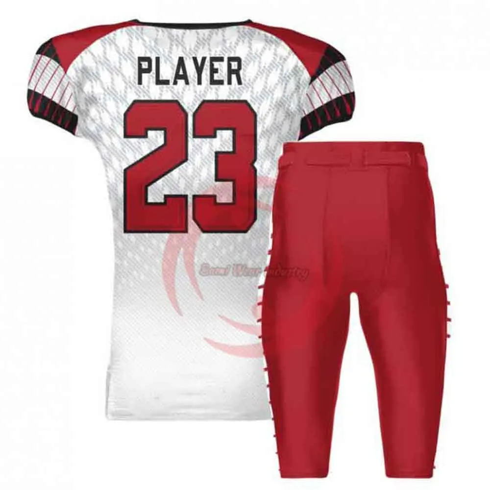 
uniform american football jersey and pant heavy spandex tacke twill number embroidery player name team name integrated pant 