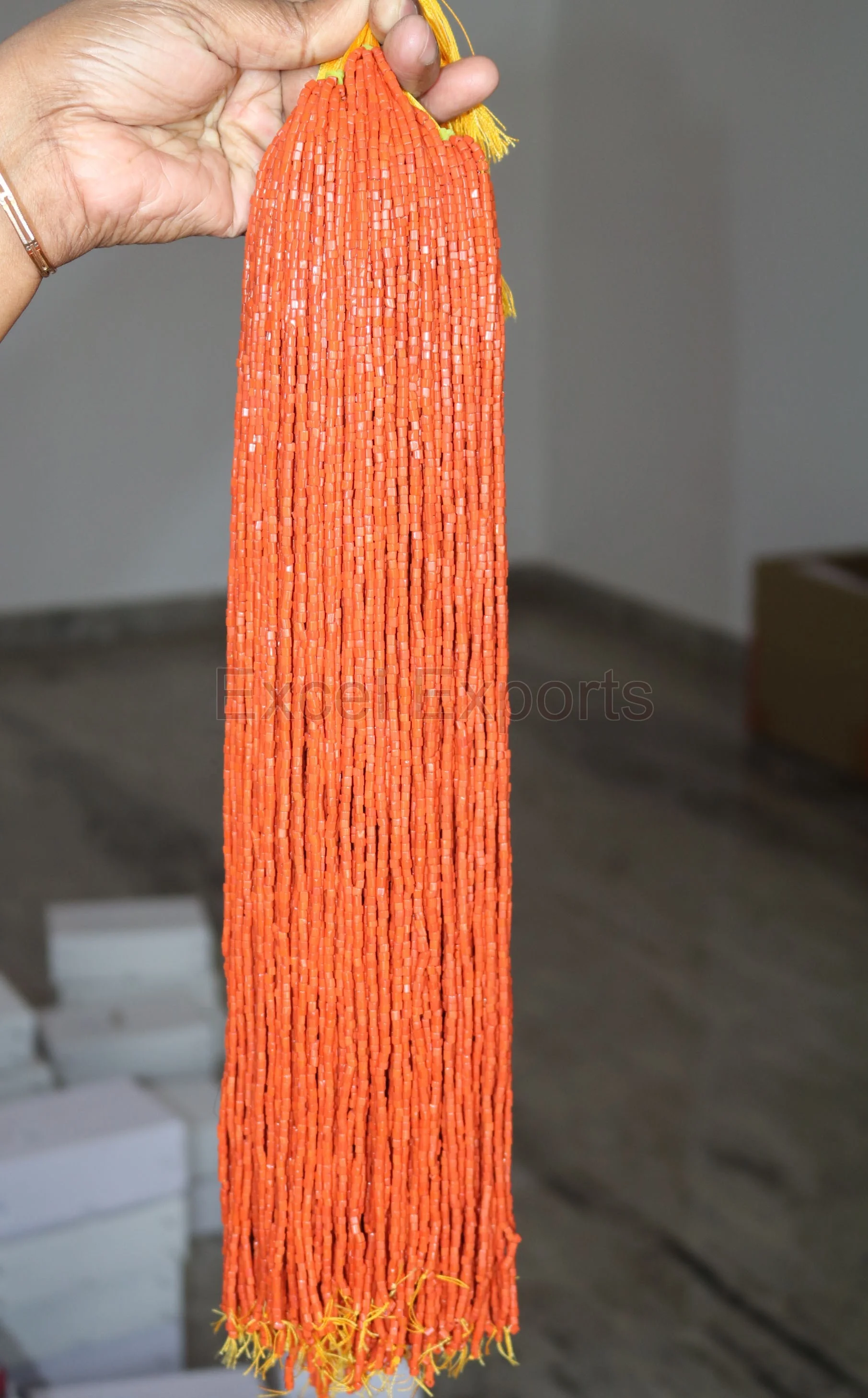 2024 Top selling glass beads 2mm 3mm 4mm square tube cube Orange coral colors for jewelry making loose beads on strand.