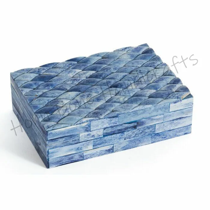 Handmade Diamond Look Bone Inlay Jewelry Box Multi Purpose Decorative Camel Bone Storage Box By Horn Bone Handicrafts India