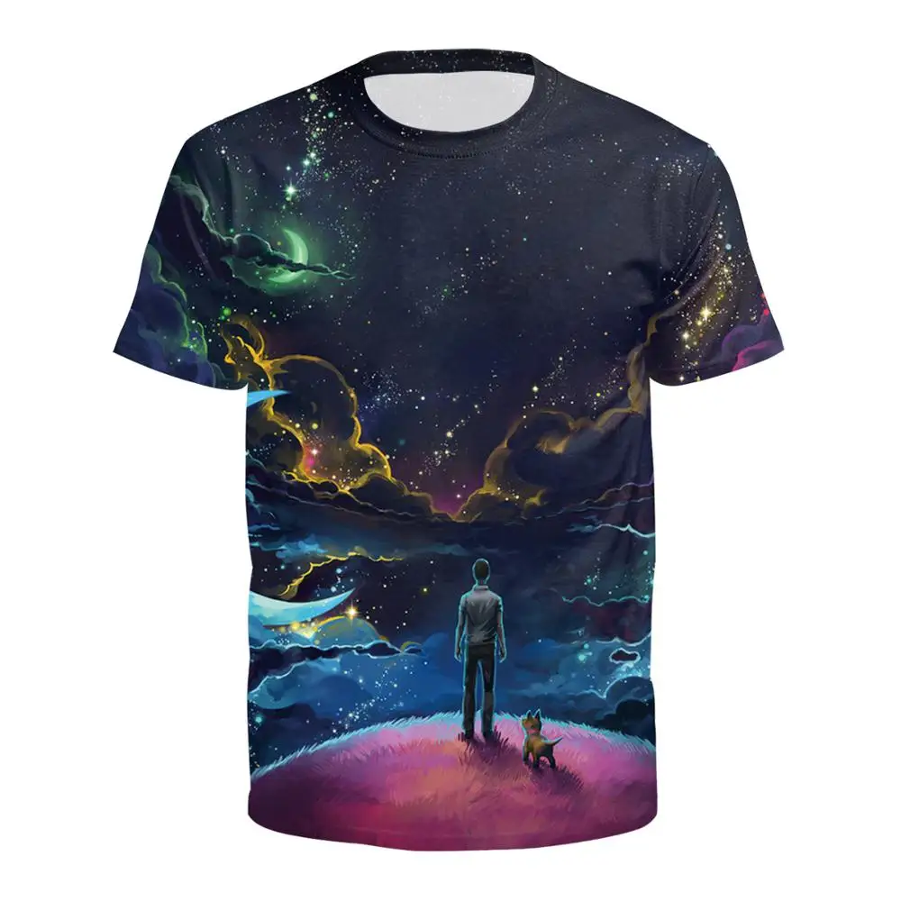 
Customized 3D printed sublimation T shirt Custom Cartoon Design 3D Print Casual Street Wear Cotton t shirt 2021 