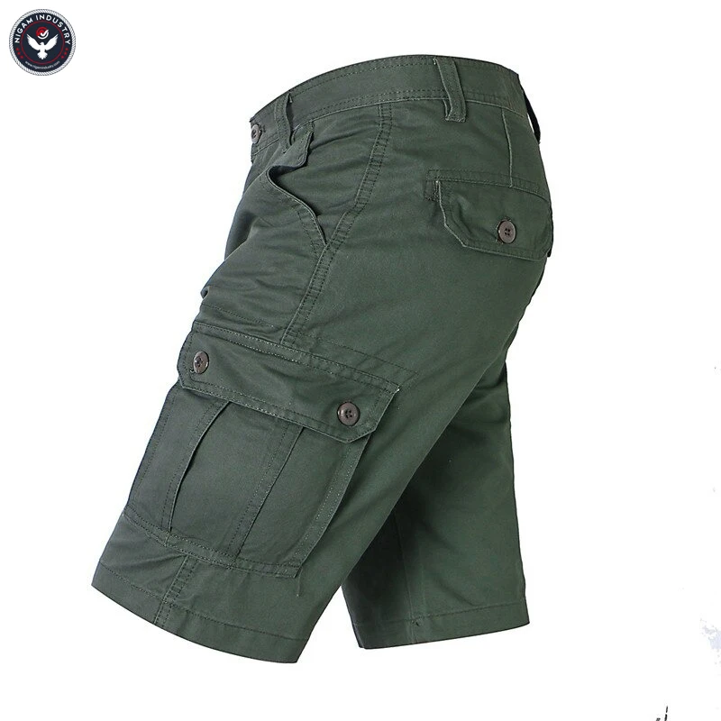 
Mens Cotton Cargo Shorts Multi Pocket 2020 New Military Tactical Work Overalls Baggy Short Trousers Beach Board Shorts 