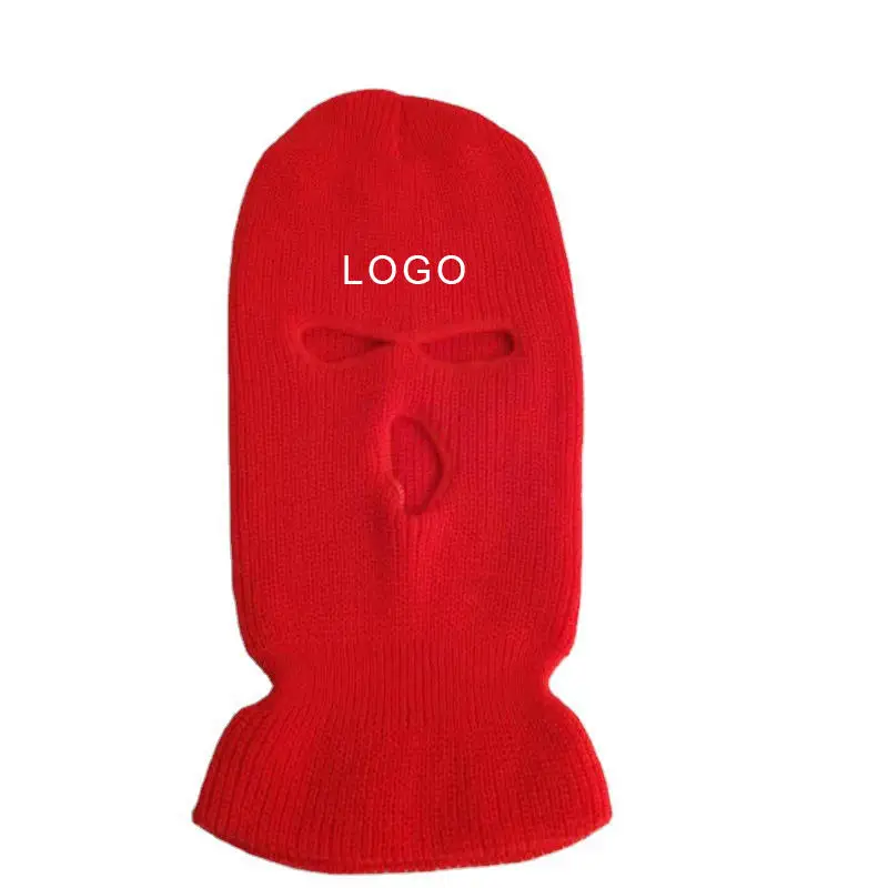 
Wholesale Custom Winter Man Knitted 3 Hole Designer Ski-mask Skimask Fleece Balaclava Motorcycle Full Face Ski Mask Hat 