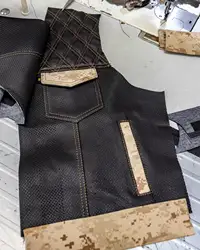 Mens Biker Style Denim Club Vest Side Lace Waistcoat With Real Leather Trim Motorcycle Vest for Men