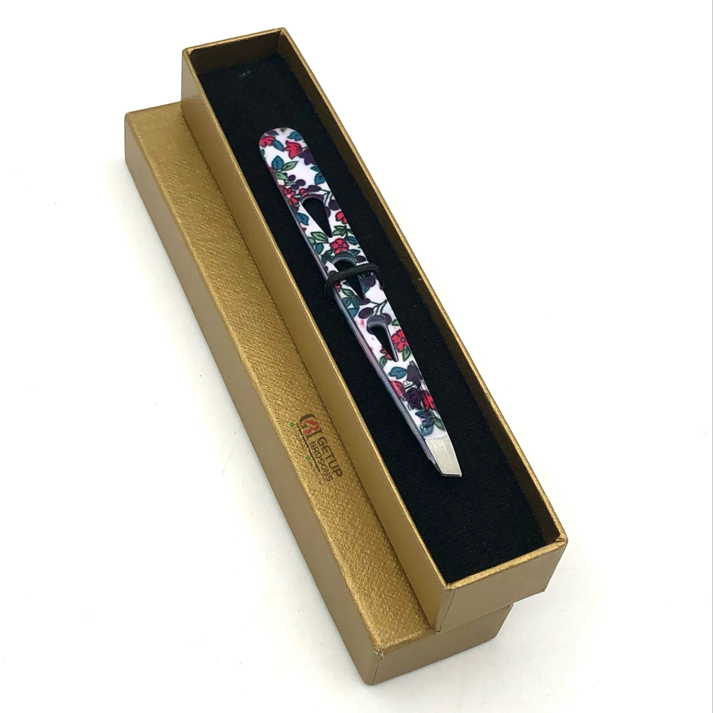 Best Product Design Flower Paper Coating Eyebrow Tweezer Silver Tip Stainless Steel With Your Own Custom Logo Beauty Instruments