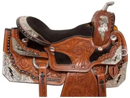 Star International Genuine Leather Western Pleasure Show Horse Saddle Tack Set Headstall, Breast Collar & Reins