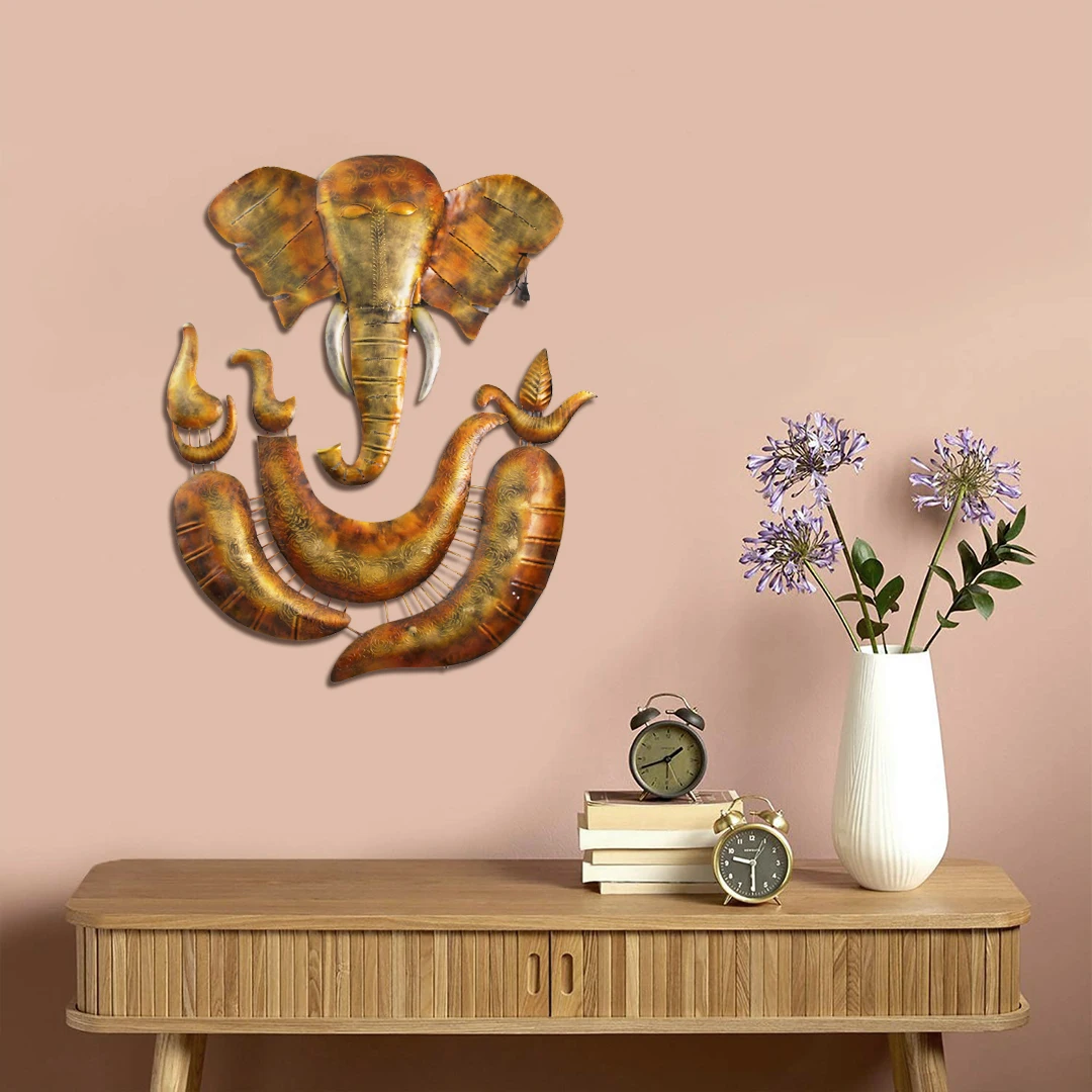 CREATIVE LORD GANESHA For wall decoration hanging  modern antique  home decorative metal art Creative Unique indian culture god