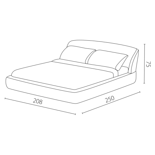 Genuine leather kingsize high back contemporary soft bed with strong metal bed frame CARMEN AVA - Black/White, Brown/White