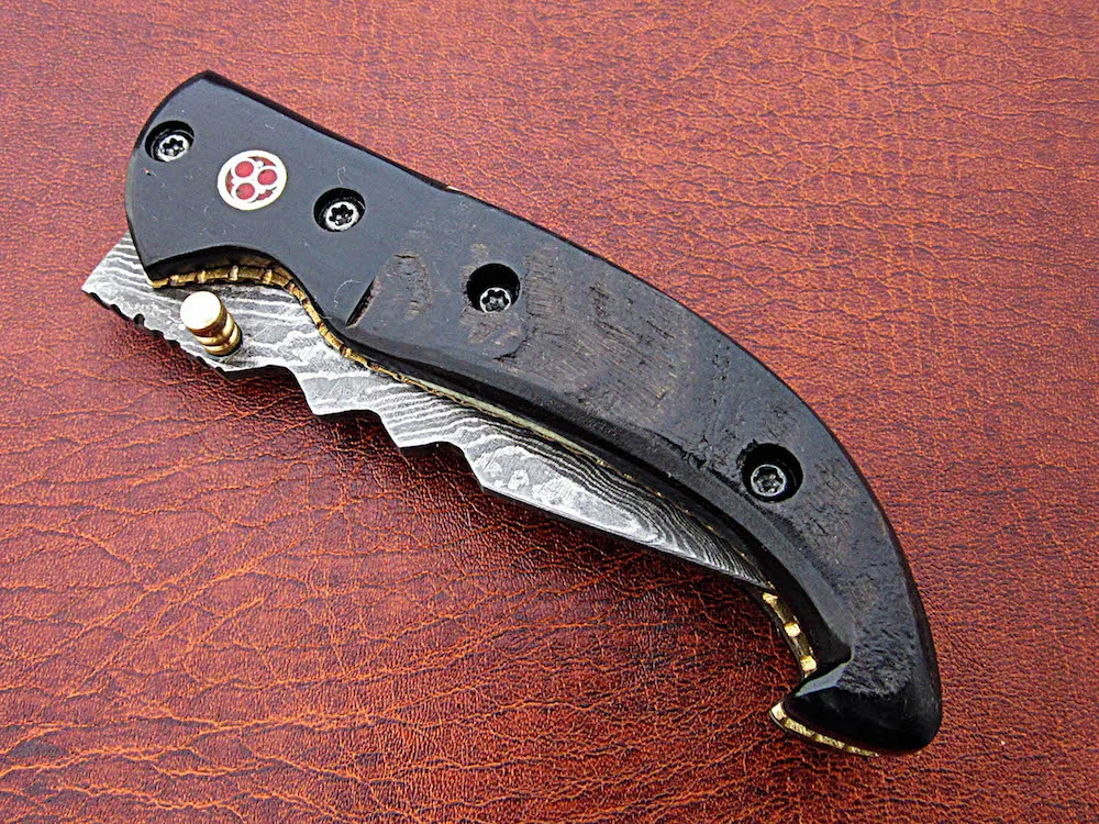 Высококачественный тактический складной нож для выживания на открытом воздухе с ручкой из бычьего рога охоты и кемпинга оптовая продажа стального лезвия