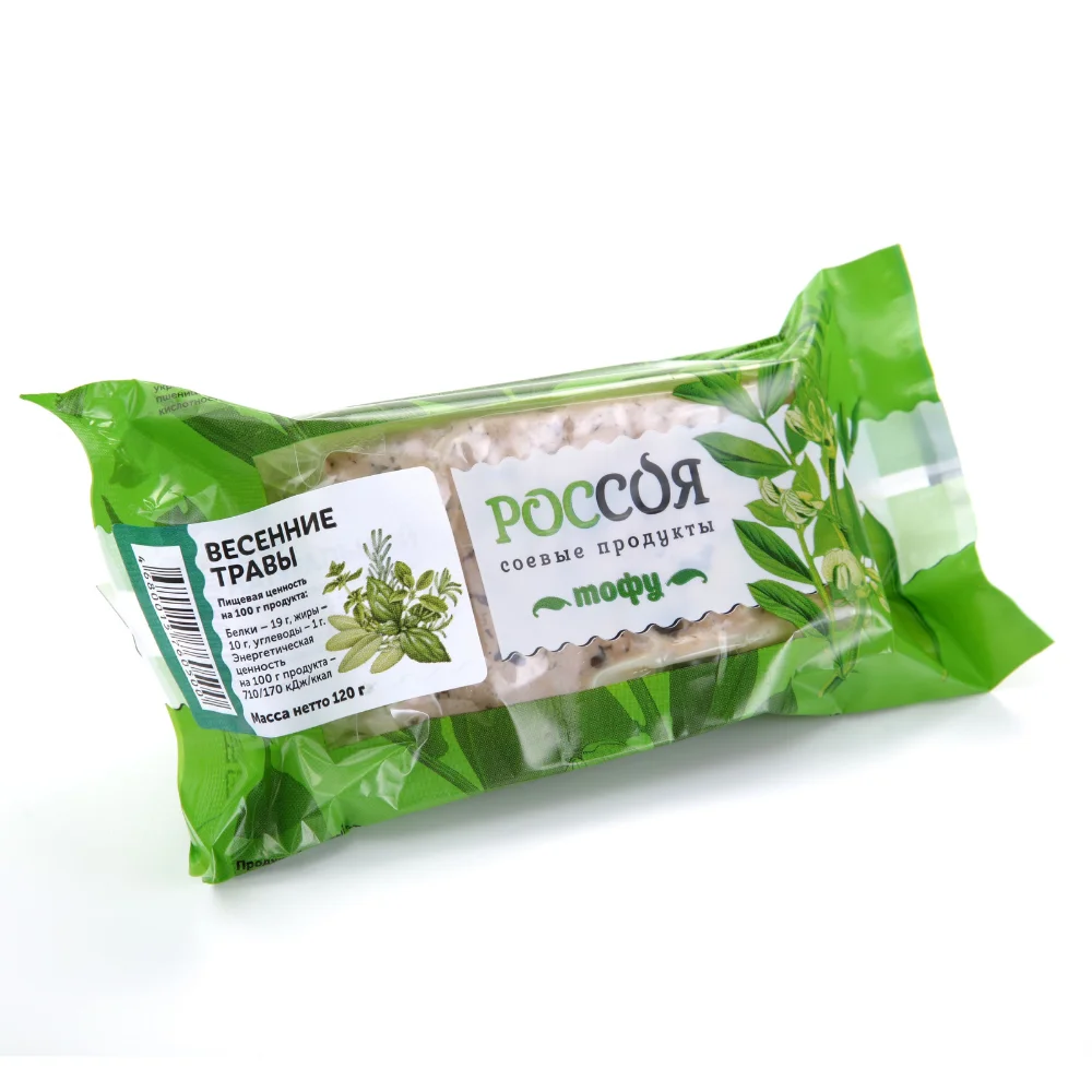 
Russian Vegan Natural Soy Product Tofu Snack 120 g Spring Herbs Taste 