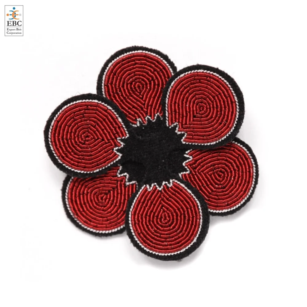 OEM French Bullion Flower Pins & Brooches Manufacturer Fashion Jackets Jeans Brooch Handmade Bullion Jewelry Patch Badge