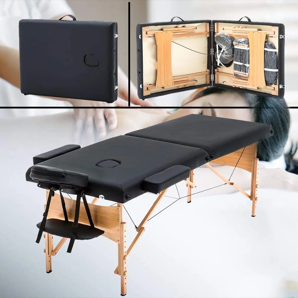 lit massage pliable 28 Inches Wide Hight Adjustable Massage Table Portable Folding Spa Massage Bed  With Carry Case