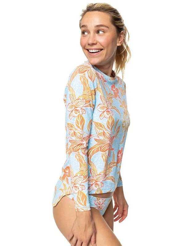 Women Custom Sea Beach Full Sleeve Rash guard back line Long UV 50 Spandex Swimwear shirt Sublimated Floral Printed Compression
