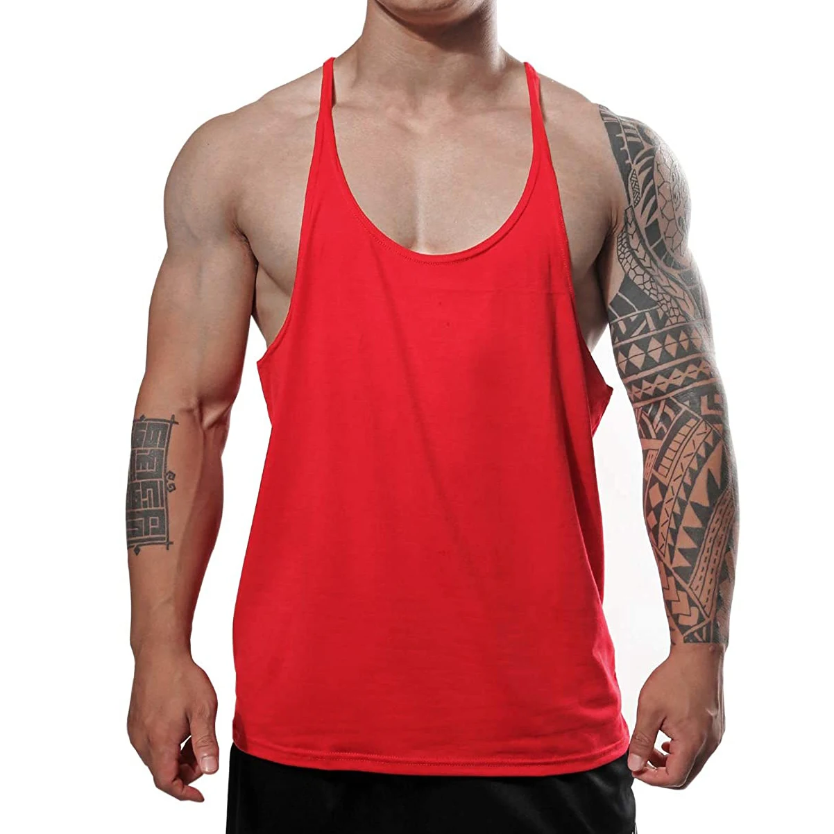  Горячая Распродажа 100% хлопок Бодибилдинг бег пользовательский тренажерный зал майка для мужчин черный Racerback Майка