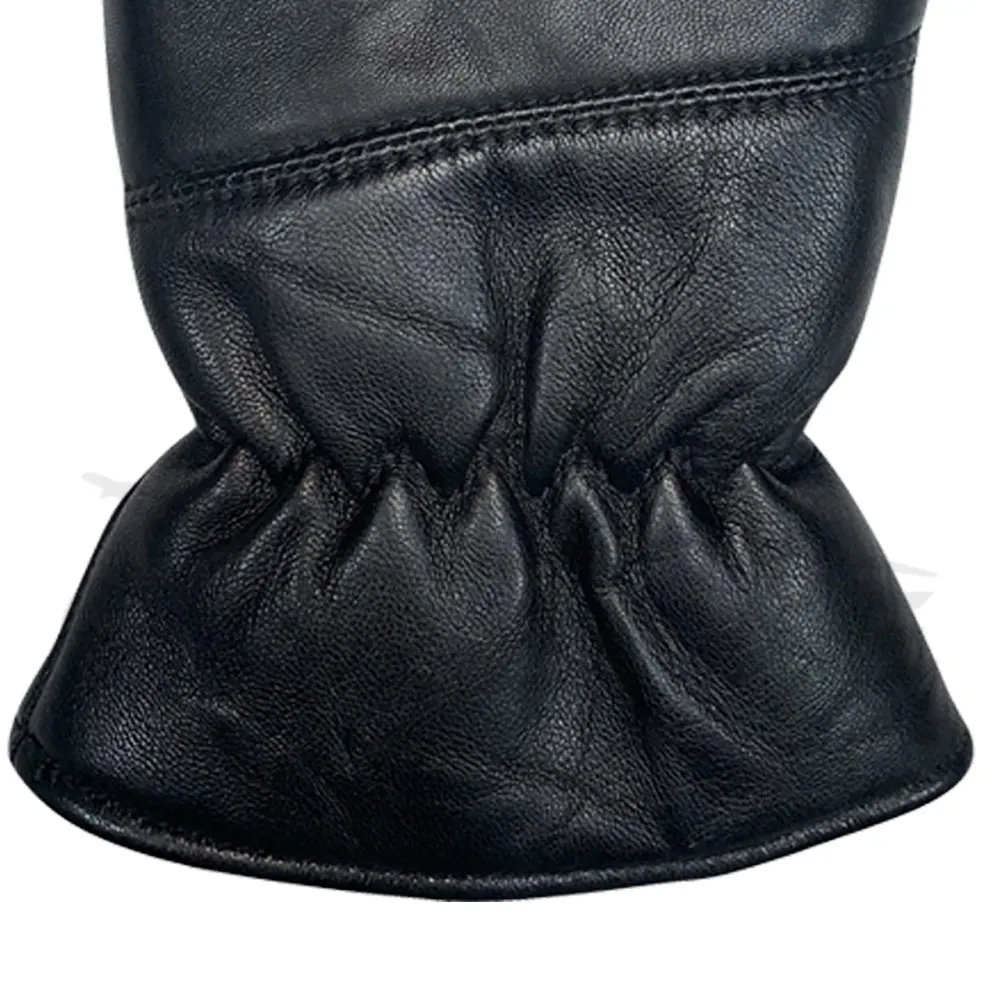 Mens Black Leather Gloves Premium Quality Twill Cuff Goat Leather Gloves XL Daily Outdoor Winter Fashion Stylish Gloves For Guys