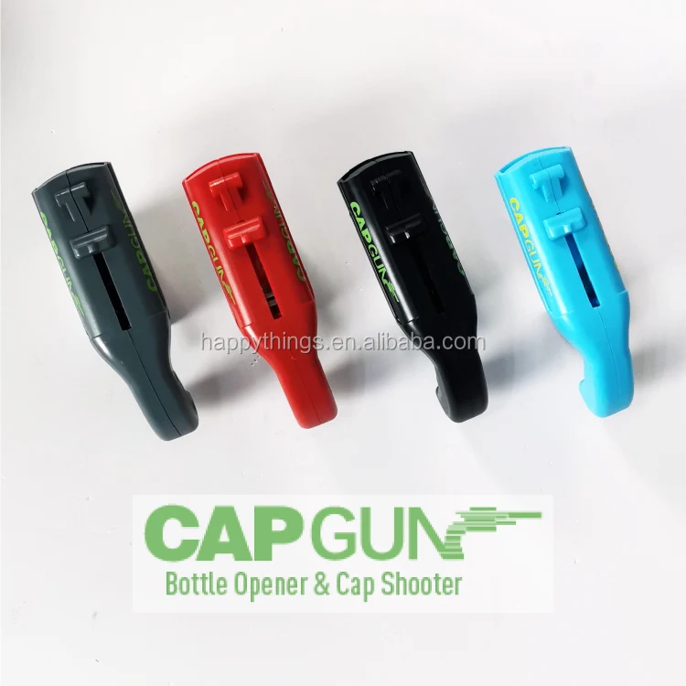 Manufacturer wholesale custom logo cheap sublimation blank metal stainless steel Cap Gun shape Beer bottle opener