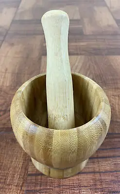 100% Natural Wood Mortar & Pestle Smooth Round Shape and Top Style 14cm Size and 3 Different Size and Rustic Wood Color