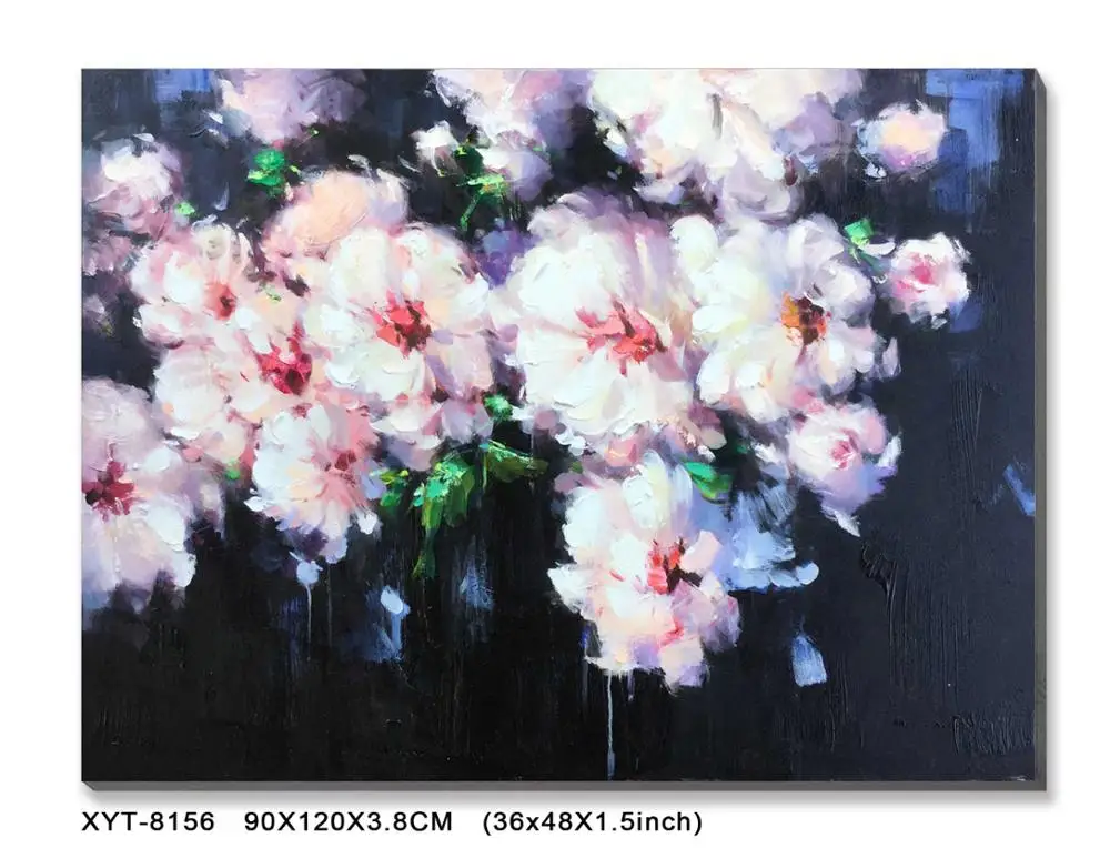 Абстрактная картина маслом на холсте с цветами