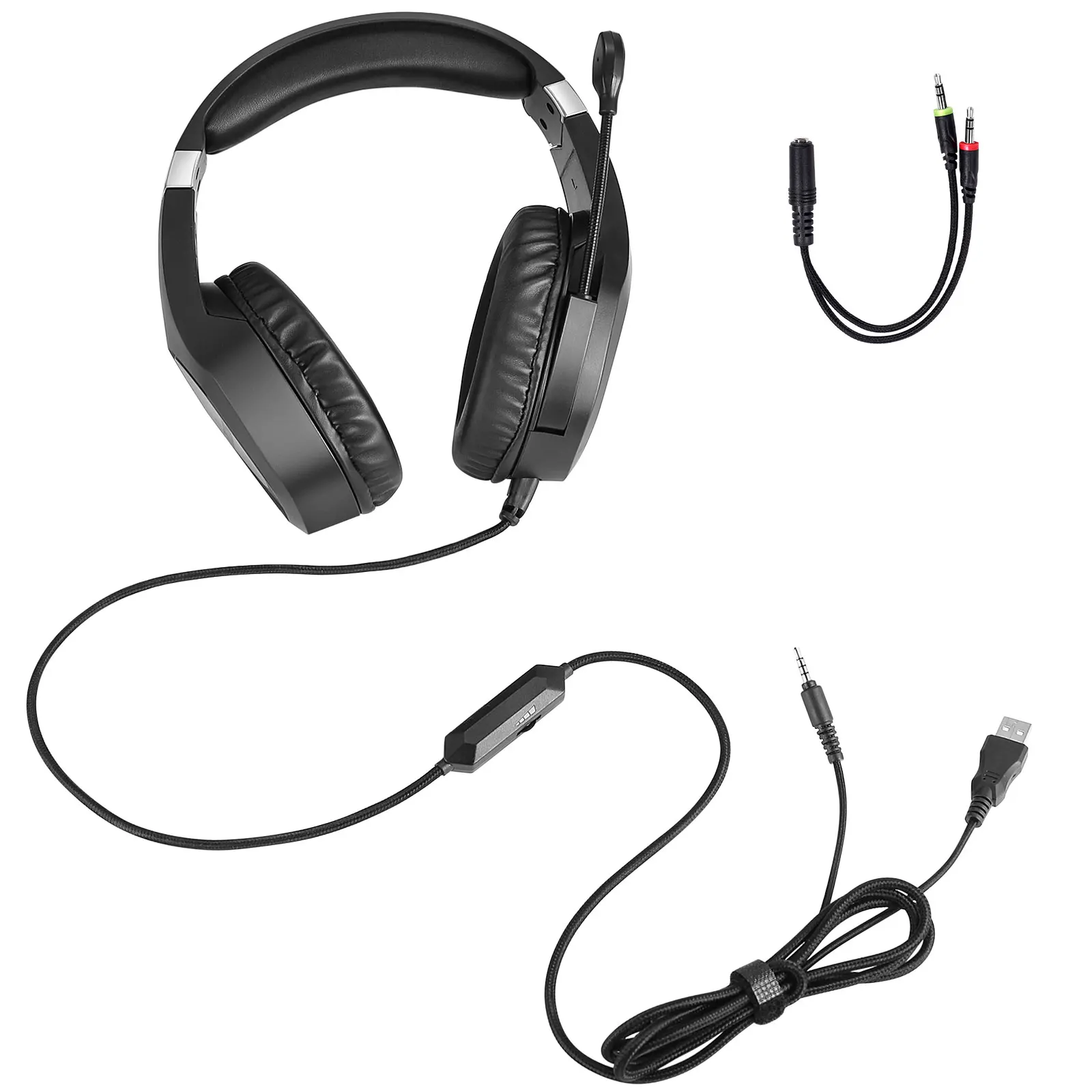 J20 Gaming Headphone For PS4 Xbox One Nintendo PSP Pro Over-Ear Headset 3D Stereo LED Illuminated Wired Headphone For PC Laptop
