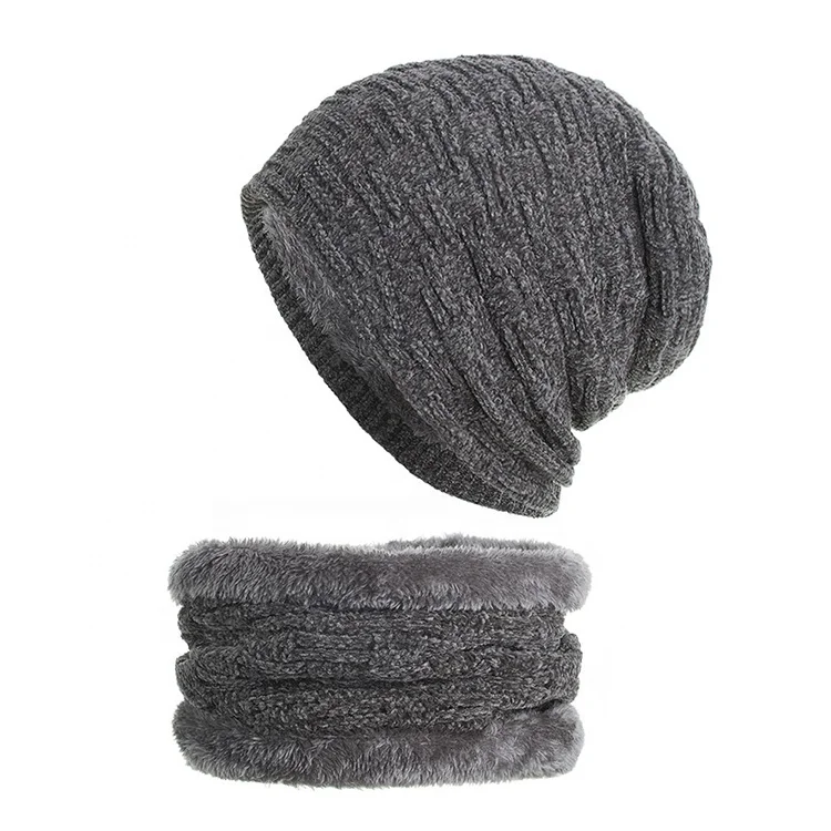 Warm Winter Custom Knitted Hat With Neck Warmers
