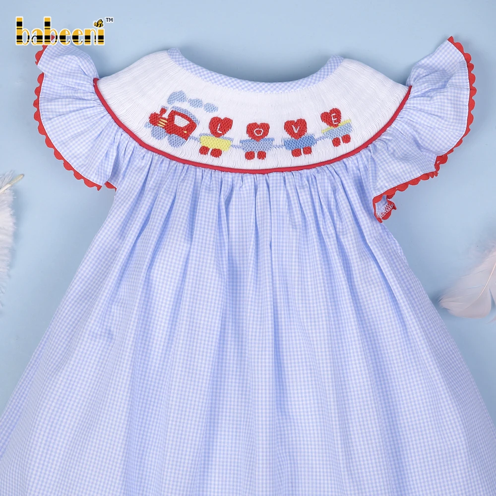Train of Love hand smocked bishop dress OEM ODM customized hand made embroidery wholesale smocked dresses - BB2823