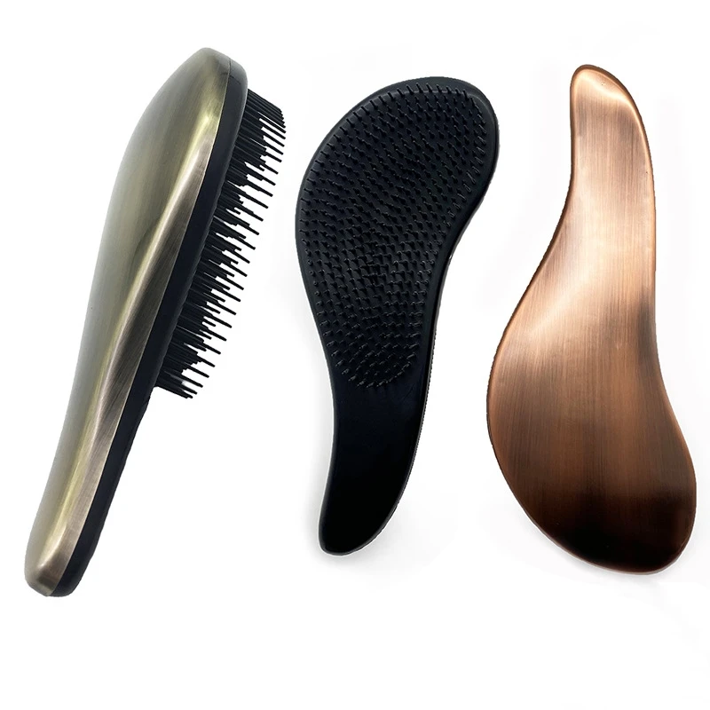 Amazon Customised TT Brush Electroplating Mirror Antique Brass Magic Wig Massage Scalp Hair Comb Wet Dry Detangle Hairbrush