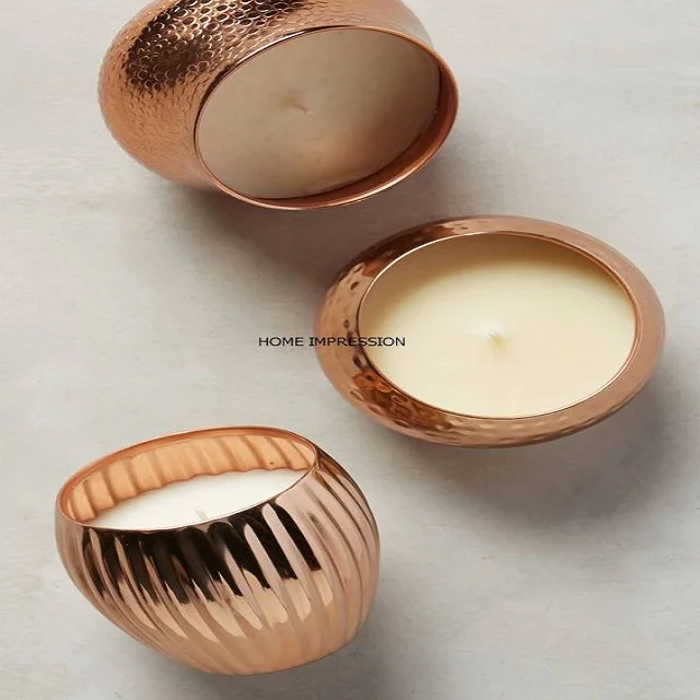 Butterfly Gingko Metal Glass Wax Candle Lid Jar Wholesale Designer Wax Candle Jar