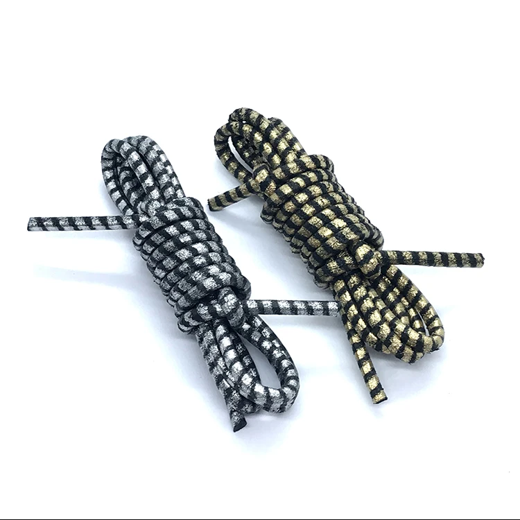  100% Rawhides производит кожаные шнурки для обуви с металлическим принтом