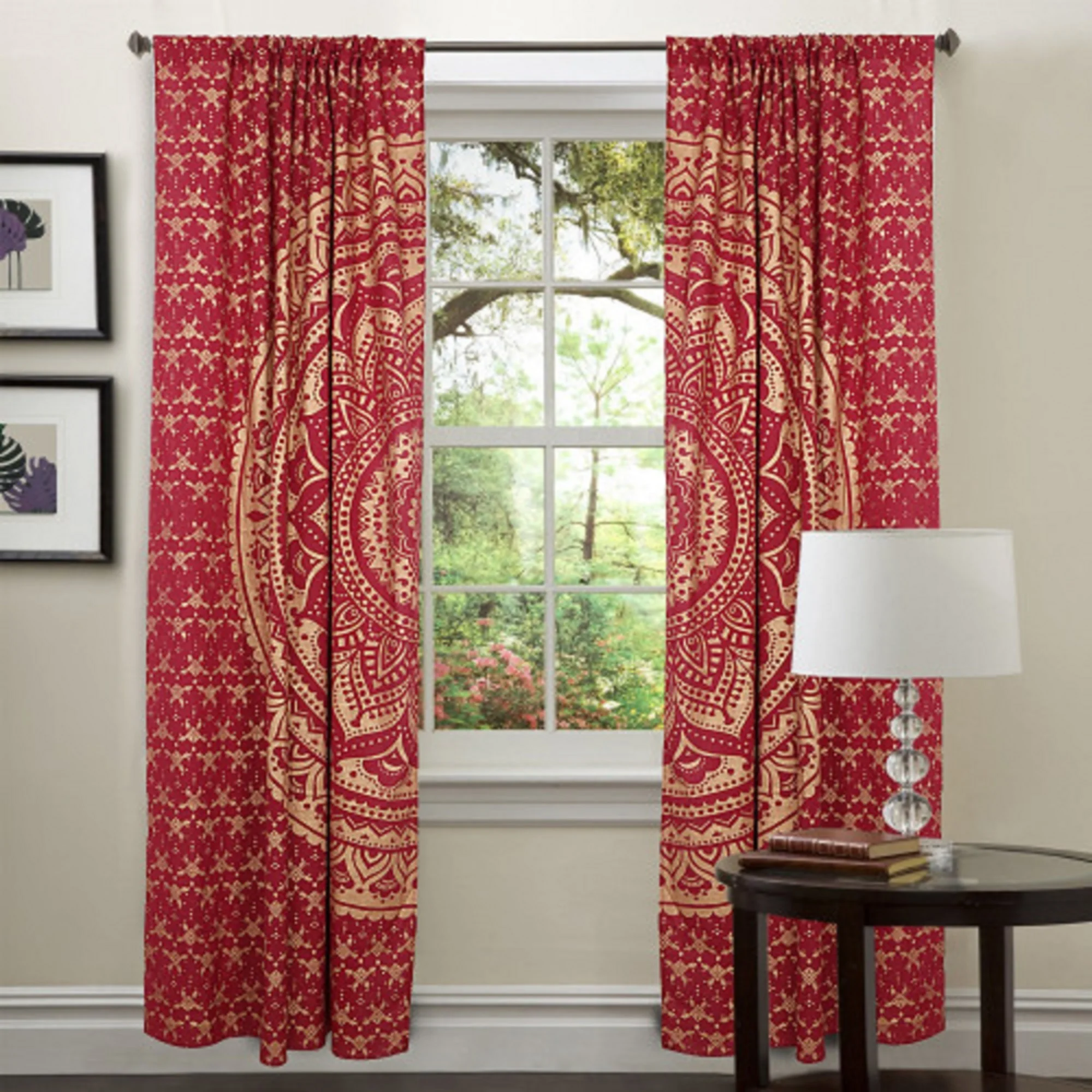 Handmade Beautiful Mandala Curtains Cotton Boho Drapes Window Decor Indian Wave Curtain Window Decoration Bay Window Printed