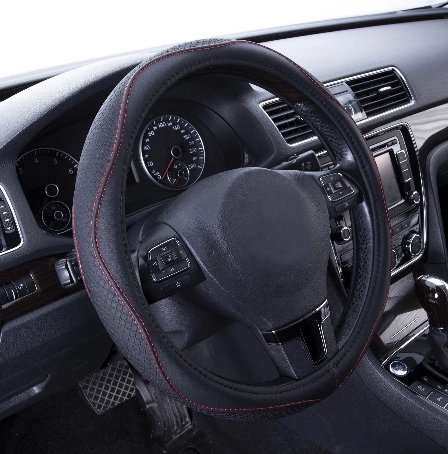 38cm 15 inch White E-Friendly Inner Tire Leather Steering Wheel Cover