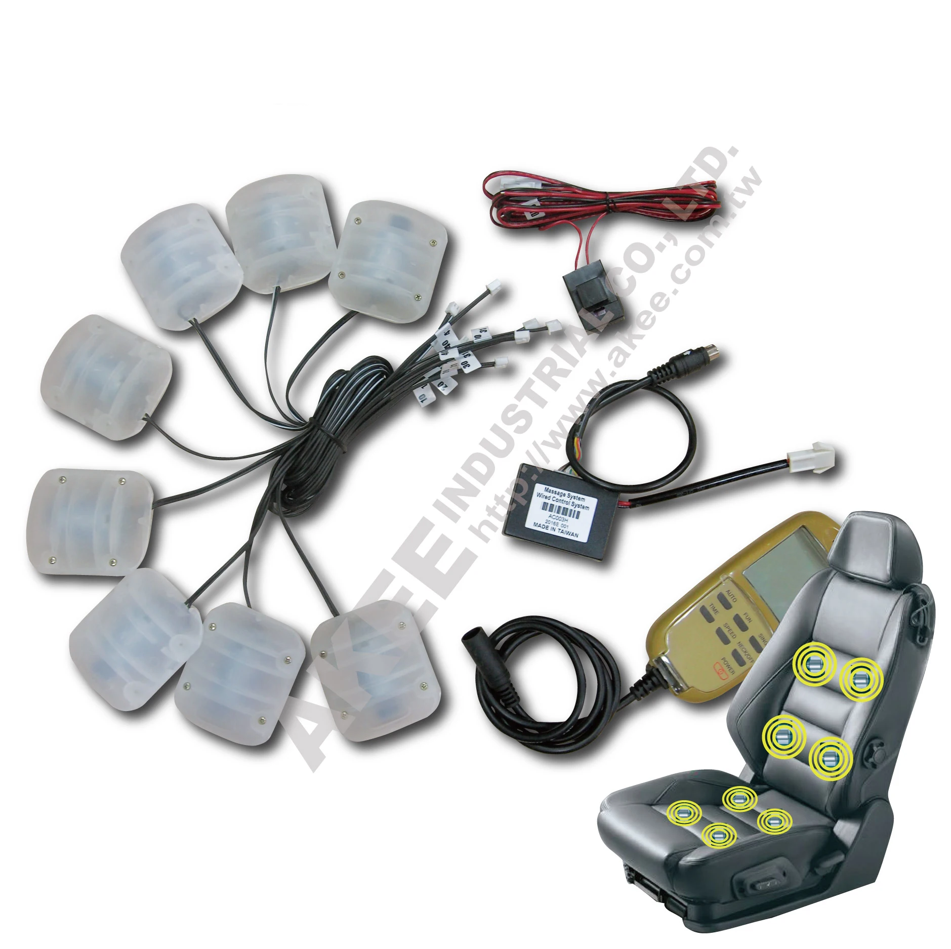 Оптовая продажа, надувной моторный массажер из ТПУ под заказ, система поддержки поясницы, датчик давления воздуха и переключатель для автомобильного сиденья, автомобильный массаж