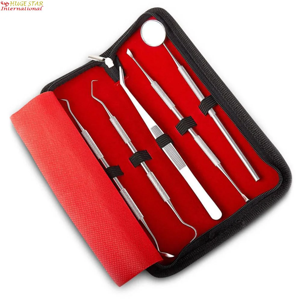 Безопасность точки 5 шт. уход за полостью рта комплект инструментов для зубов скребок стоматологическое зеркало зонд снятия зубного камня Комплект Профессиональная гигиена полости набор