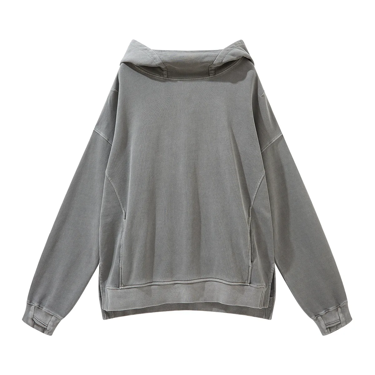 2021 Модные осенние потертые 100% хлопковые мужские толстовки с логотипом на заказ и высоким воротником