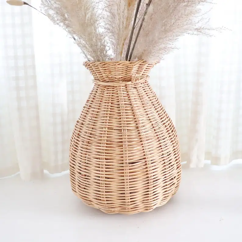 Rattan vase natural handmade woven large rattan vase new unique style home decor flower vases
