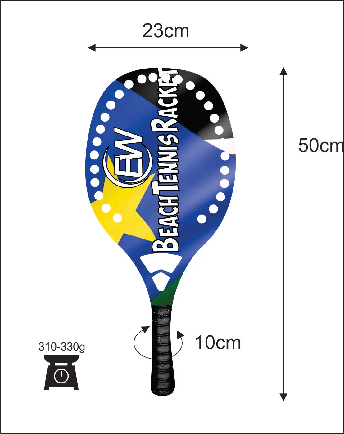 
Beach Tennis Rackets Custom Carbon glass Beach Paddle/Padel Racket with your logos and color combinations 