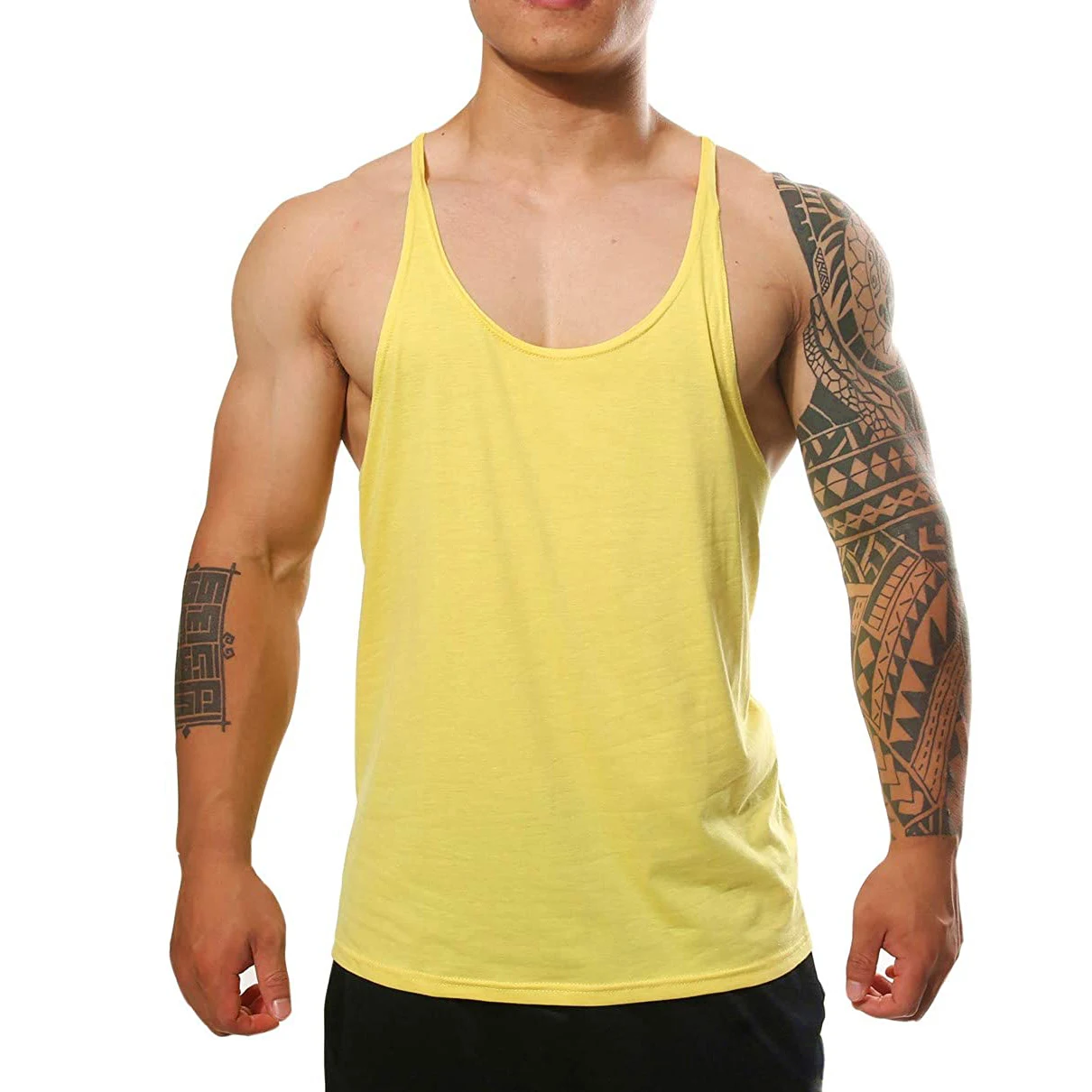  Горячая Распродажа 100% хлопок Бодибилдинг бег пользовательский тренажерный зал майка для мужчин черный Racerback Майка