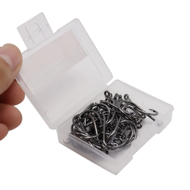  Factory High Carbon Steel Boxed Barbed Fishing Hooks Fish Box Hook With Circle