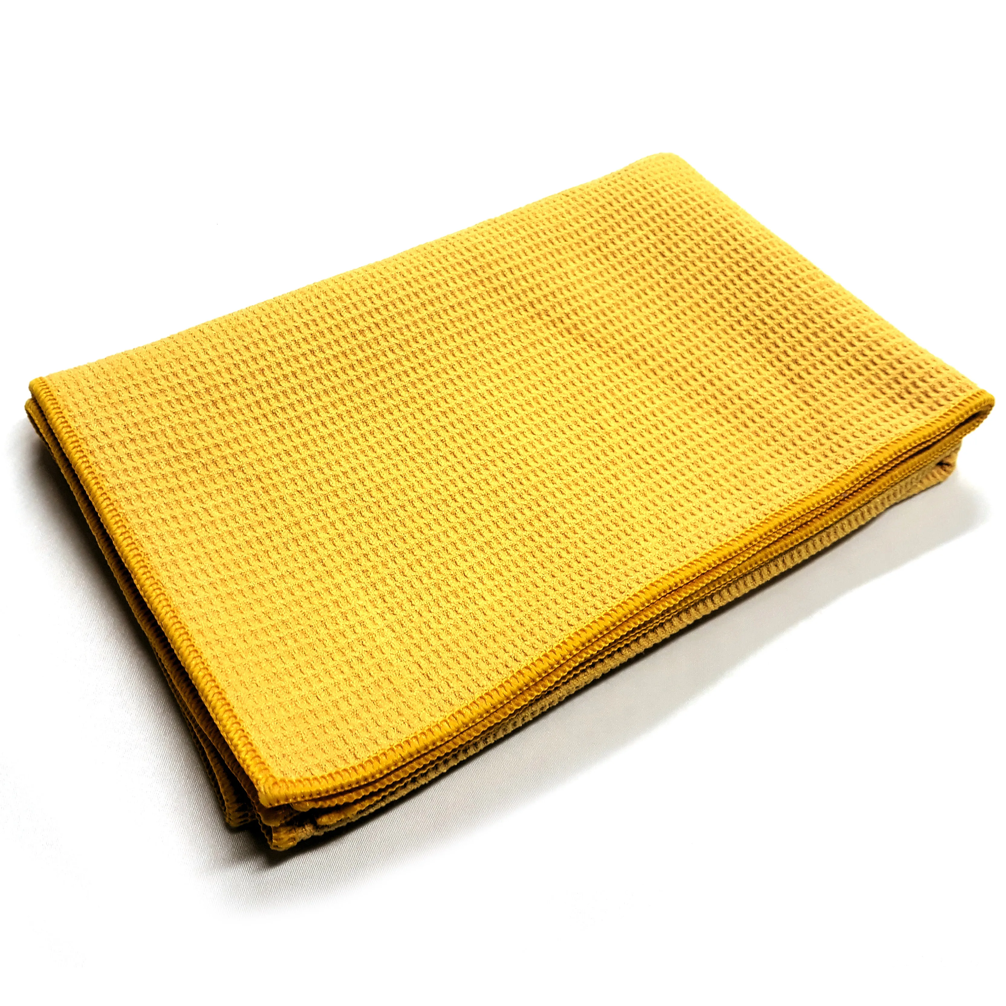 Yellow 60*90cm DELUXE Drying Towel 380gsm made in korea Waffle Woven Terry Shape with Soft Taping Power Quick Absorption