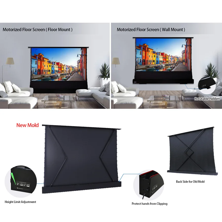 SCREEN PRO 120 inch Electric Tension Floor Screen for UST ALR Laser Projector motorized Ultra short throw movie screen