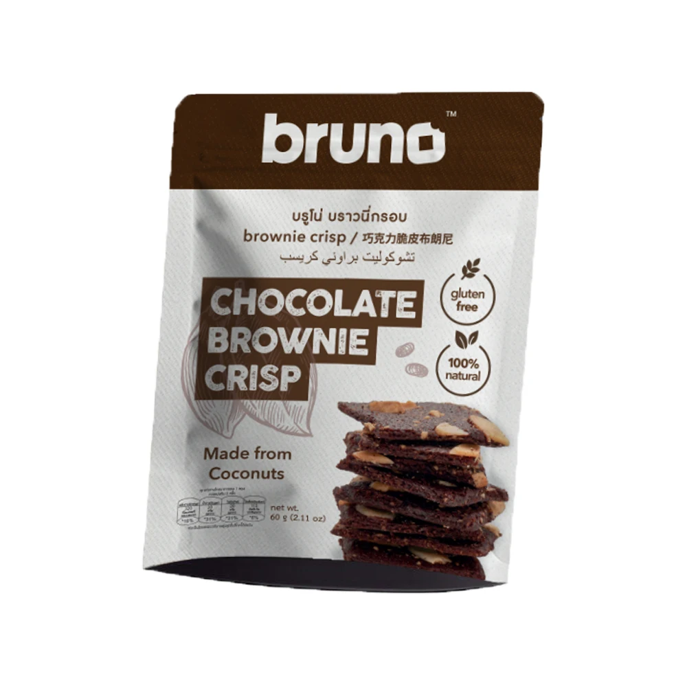 The best seller bruno crispy Chocolate flavor Brownie crisp 60g made from Coconut smell good and delicious