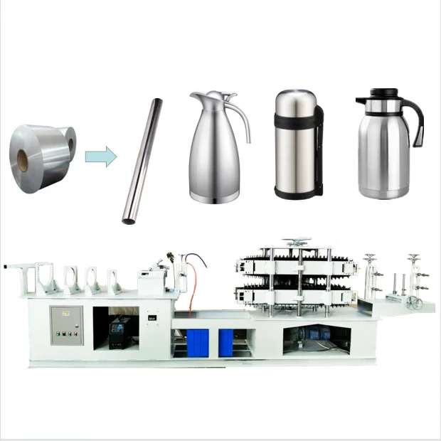 Flask Line High Quality SS Stainless Steel Automatic Pipe Making Machine  SS Water Bottle Vacuum Flask Thermos Making Machine