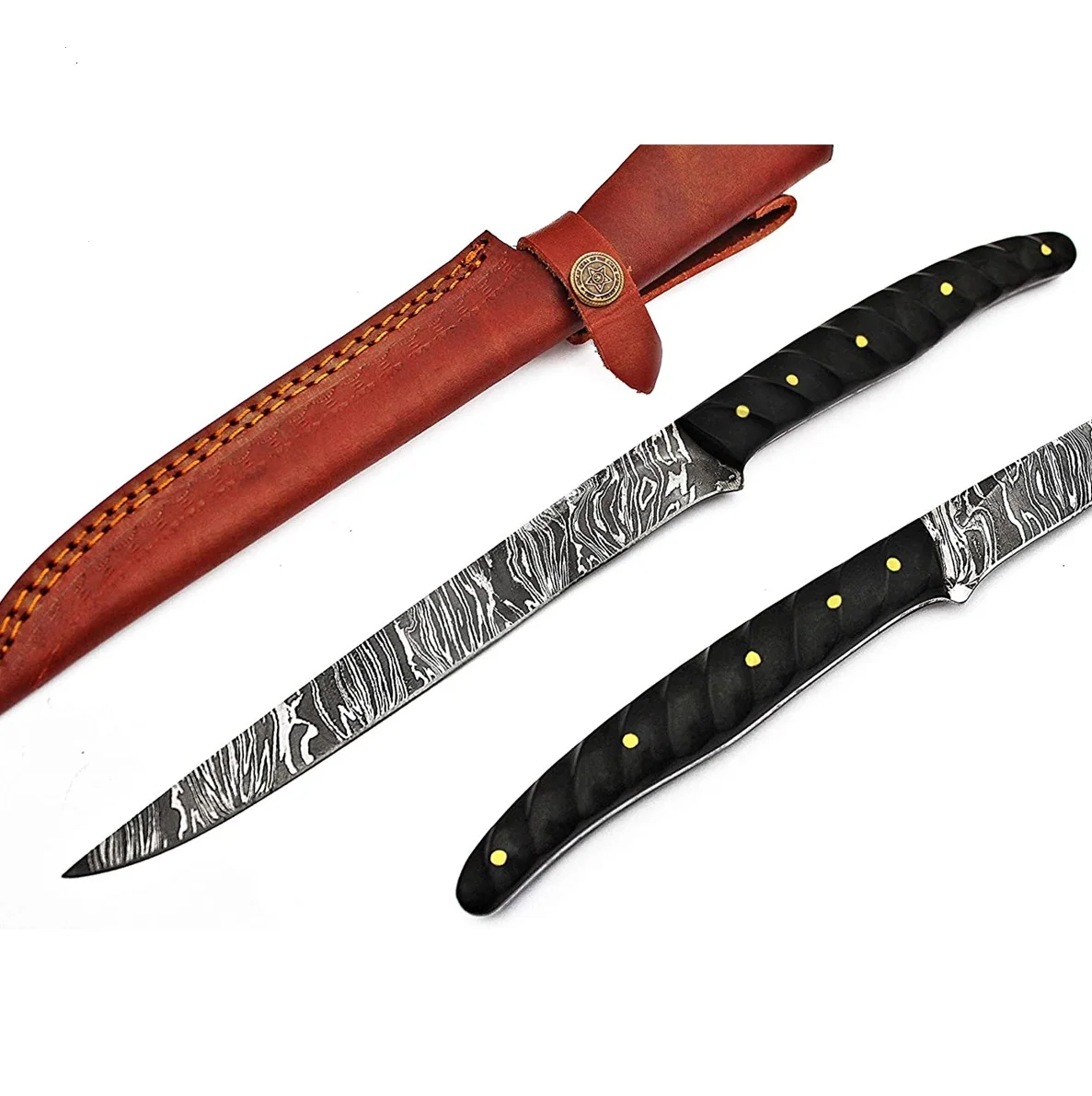 Филейный Нож из дамасской стали уникальный кухонный прибор ручной работы с дизайном под заказ поварской нож ручкой розового