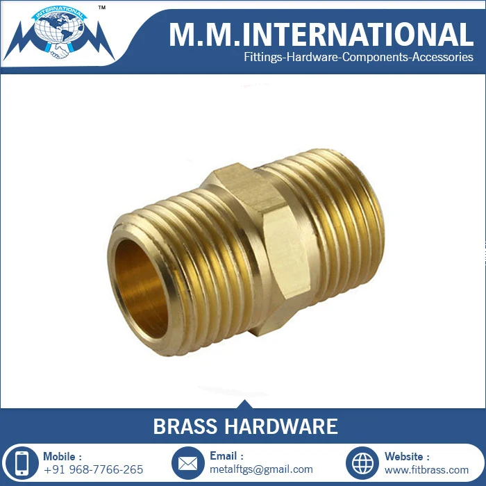 Best-Selling 2020 Pipe Fittings Forged Brass Equal Threaded Hex Golden Finish Nipples Pex Plumbing Fittings