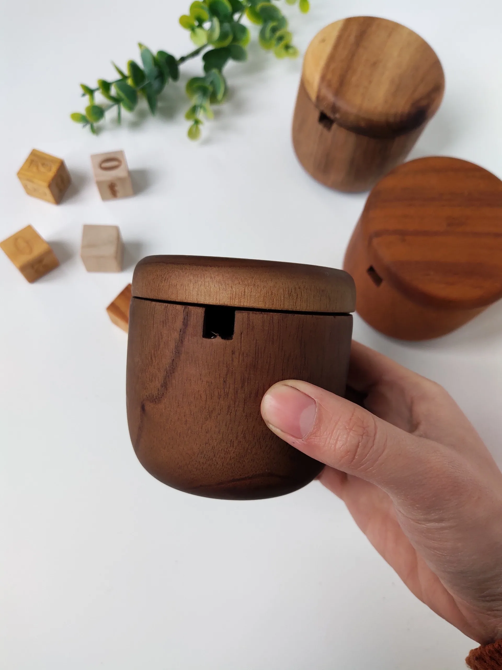 С крышкой для приправ банка специй деревянная коробка соли из дерева акации круглый деревянный держатель