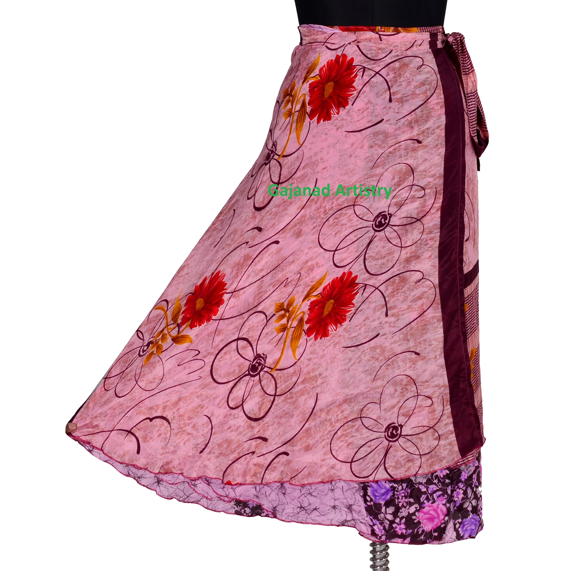 Wholesale lot Vintage Indian Silk Maxi Skirt Bohemian Floral maxi Hippie Skirts Boho Summer skirts Wrap one size