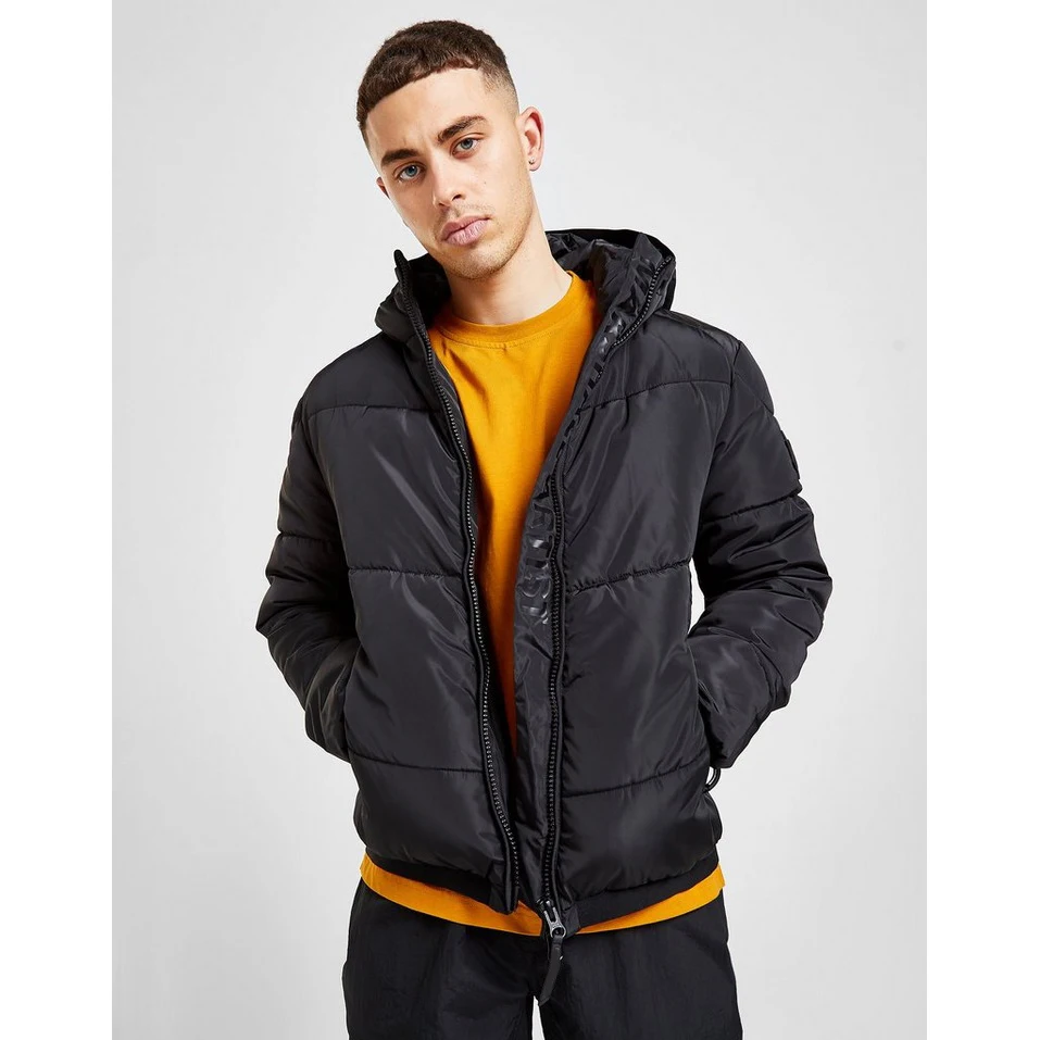 OEM Supplies Custom Logo Winter Jacket Fashion Casual Classic Solid Zippers Nylon Puffer Jackets For Men parkas