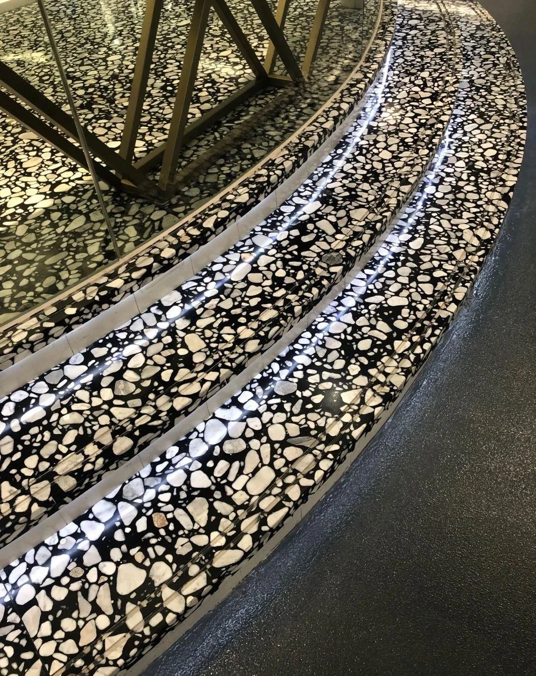 Epoxy resin terrazzo black terrazzo slabs artificial stone table, countertop and floor for indoor decoration