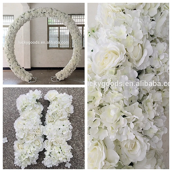 Factory sale round shape rose and hydrangea white wedding arch wholesale
